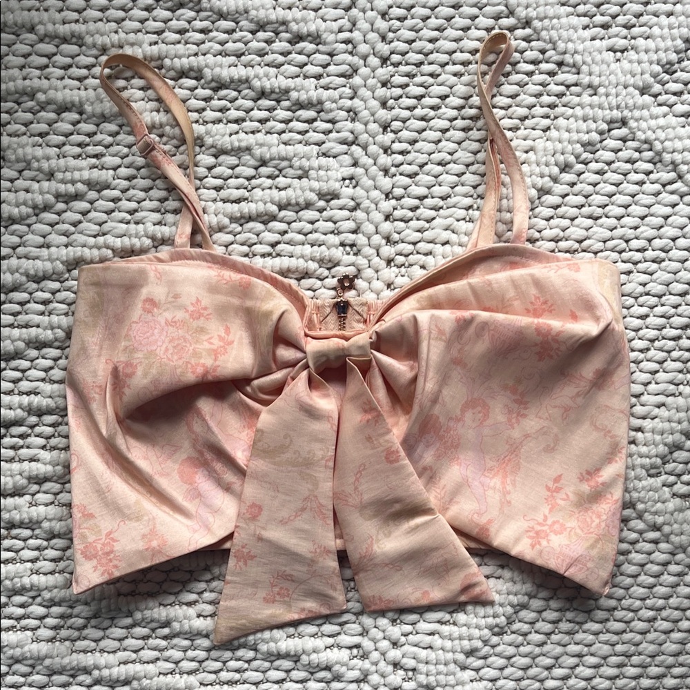 Kimchi Blue Peach Floral Crop Top